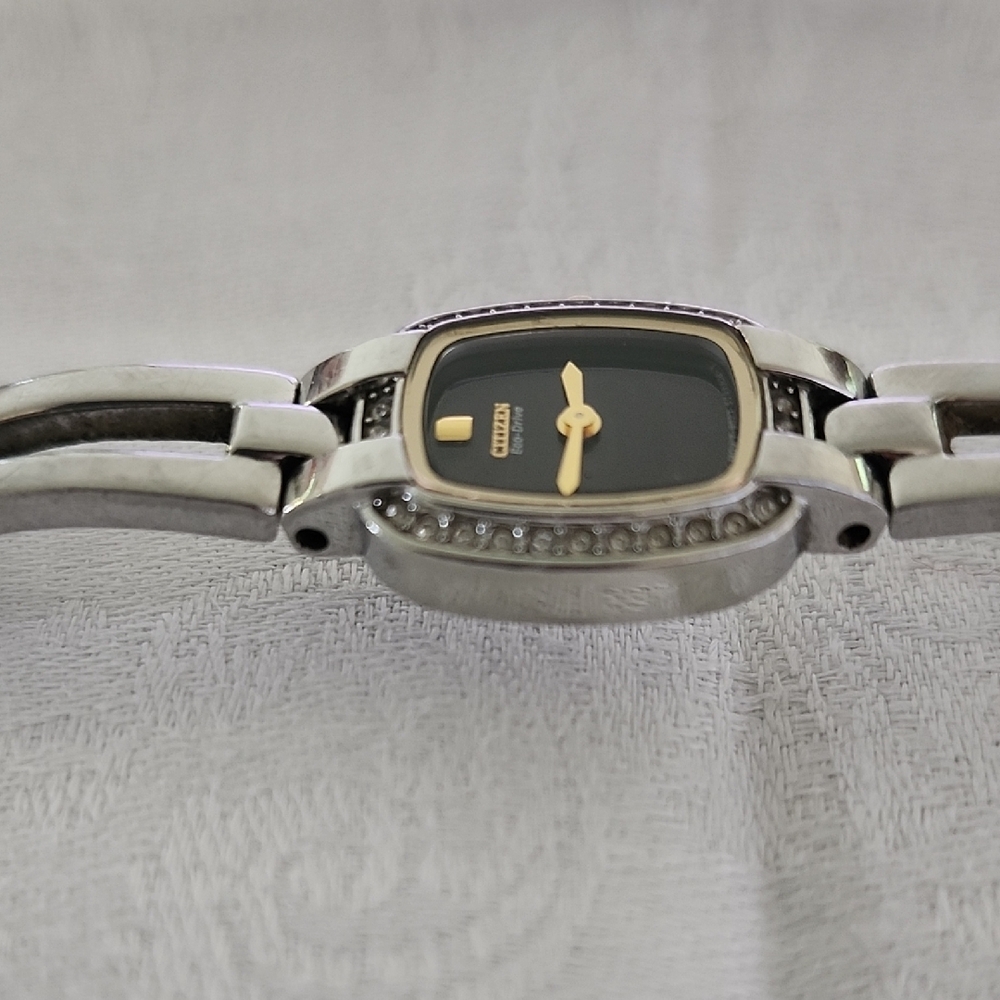Citizen Eco-Drive Bangle Style with Swarovski Crystals Black Face Ladies Watch - Picture 7 of 8
